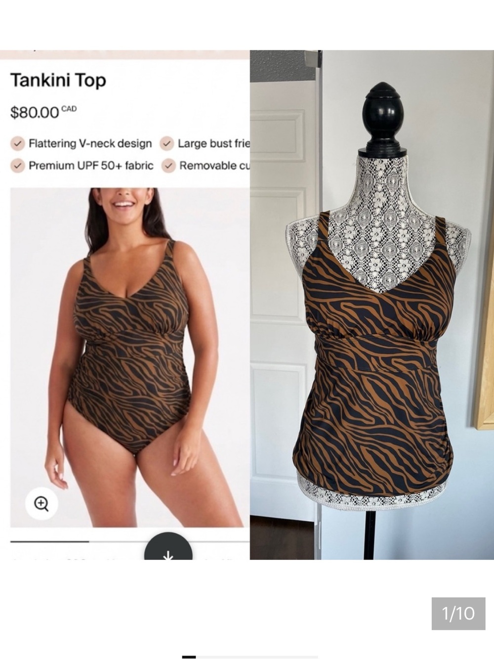 New Knix Animal Print Tankini Tank Top. Large.